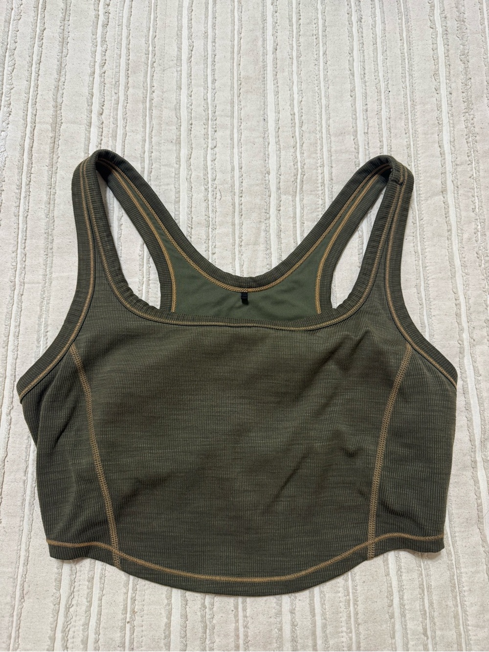 Prana Becksa Olive Green Ribbed Bralette Top
